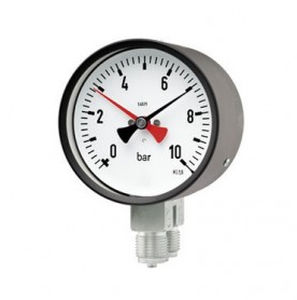 Manómetro doble - DR100-3 - Manometer Preiss EMPEO-KBM OHG - analógico / roscado / de acero inoxidable
