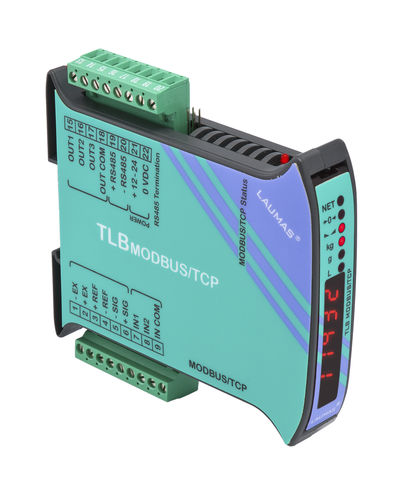 Indicador transmisor de pesaje con visualizador led - TLB MODBUS/TCP - LAUMAS Elettronica - en riel DIN