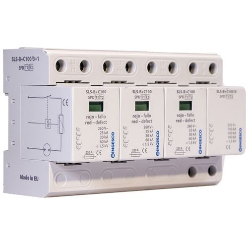 Protector de sobretensión tipo 1 + 2 - SLS-B+C100/3+1 - INGESCO - de alta energía / combinado / enchufable