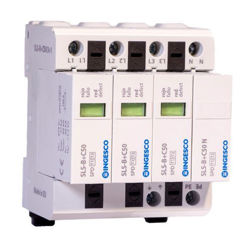 Protector de sobretensión tipo 1 + 2 - SLS-B+C50/3+1 - INGESCO - combinado / enchufable / de baja tensión