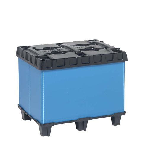 Caja-palé de plástico - SF 600 TB - SMART FLOW EUROPE - plegable / ondulada / con funda plegable