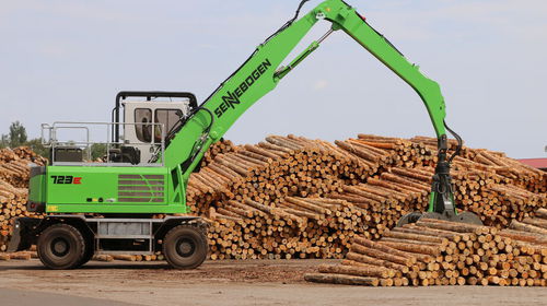 Cargadora forestal de pluma articulada - 723 E - SENNEBOGEN Maschinenfabrik GmbH - móvil