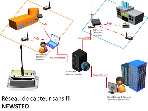 Red de sensor inalámbrica WSN - 868 MHz - Newsteo SAS