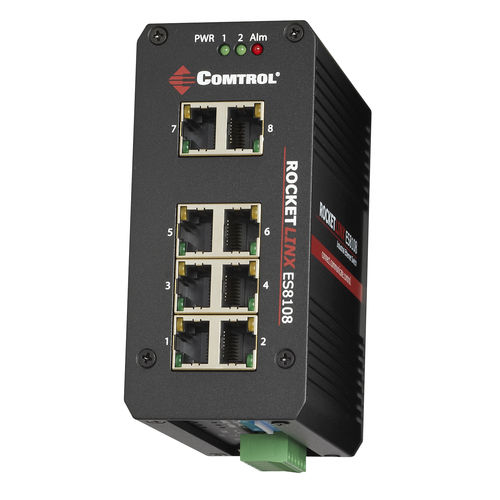 Conmutador Ethernet no administrable - RocketLinx ® ES8108 - Comtrol Corporation - 8 puertos / en riel DIN / redundante