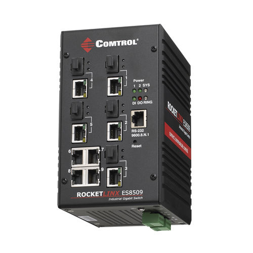 Conmutador Ethernet administrable - RocketLinx ® ES8509-XT - Comtrol Corporation - 5 puertos / gigabit / en riel DIN