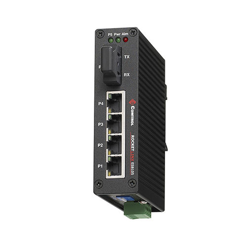 Conmutador Ethernet no administrable - RocketLinx ES8105F-S-XT - Comtrol Corporation - 5 puertos / de fibras ópticas / en riel DIN