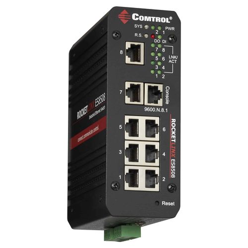 Conmutador Ethernet administrable - RocketLinx ® ES8508-XT - Comtrol Corporation - 8 puertos / para montaje sobre riel DIN / redundante