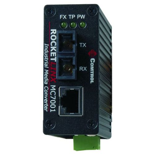 Convertidor de medios - RocketLinx ® MC7001 - Comtrol Corporation - Ethernet / en serie / en riel DIN