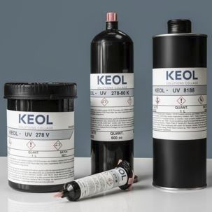Cola acrilato - KEOL-UV 278 - KEOL - para vidrio / monocomponente / industrial