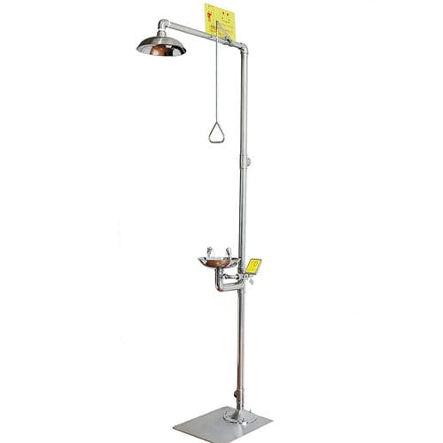 Ducha de seguridad montada sobre plataforma - DAAO6610 - shanghai DaAo safety equipment Co.LTD - de exterior / con lavaojos / de acero inoxidable