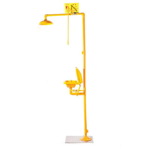 Ducha de seguridad montada sobre plataforma - DAAO6613-D - shanghai DaAo safety equipment Co.LTD - con lavaojos / de acero inoxidable