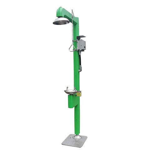 Ducha de seguridad montada sobre plataforma - DAAO6615-E - shanghai DaAo safety equipment Co.LTD - con lavaojos / de plástico / con caldera