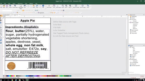 Software de gestión - Allergen labeling - TEKLYNX - de mando / de base de datos / de filmación de inspección