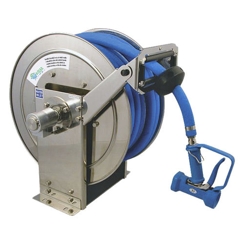 Enrollador de tubo - AHOSE-30SS series - Aqua Safety Showers Internatioanl - retráctil / para agua / fijo
