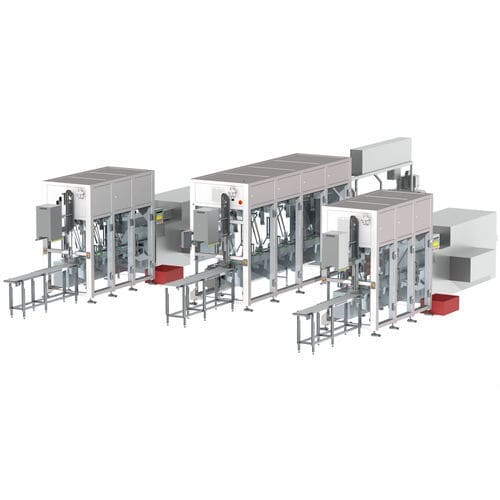 Línea de embalaje totalmente automática - Goldfuss engineering GmbH - para la industria alimentaria / para la industria farmacéutica / de cajas