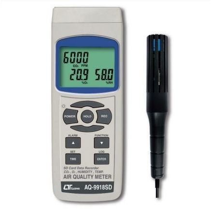 Instrumento de medición de la calidad del aire de CO2 - AQ-9918SD - Lutron - temperatura / O2 / portátil