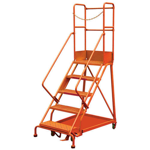 Escalera de tijera con ruedas - RLC series - STOCKMAN - de acero / 4 peldaños / 5 peldaños