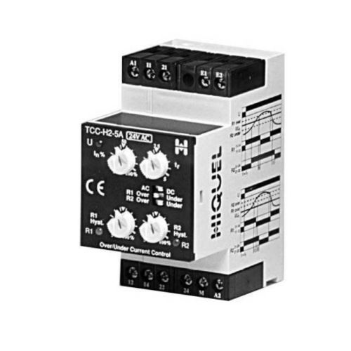Relé de vigilancia de sobreintensidad - TCC-H2-5A-V2 series - HIQUEL - de subintensidad / 2NA / AC/DC