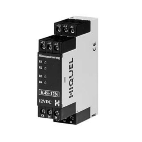 Relé electromecánico 24 Vcc - K2W series  - HIQUEL - 12 Vcc / 1NA/NC / en riel DIN