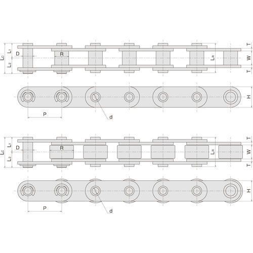 Cadena de eje hueco - SL HP - Sugiyama Chain Co., Ltd. - de transmisión / de acero / de doble paso
