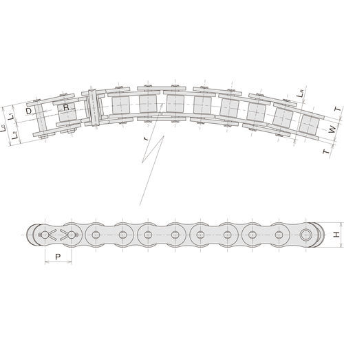 Cadena de giro lateral - SB - Sugiyama Chain Co., Ltd. - de transmisión / de acero / ANSI
