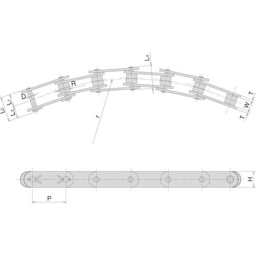 Cadena de giro lateral - SB - Sugiyama Chain Co., Ltd. - de transmisión / de acero / de rodillos