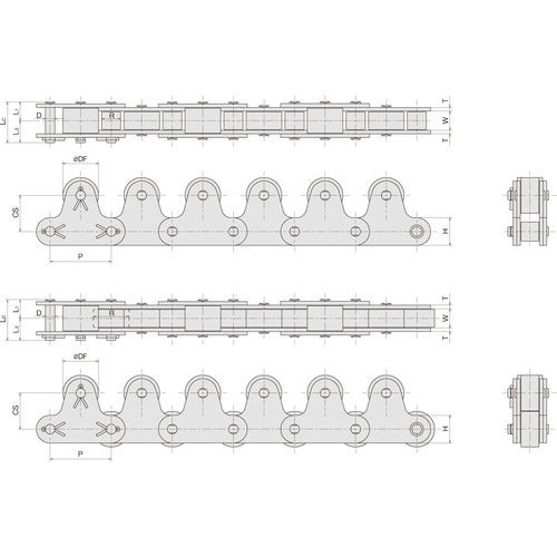 Cadena de transmisión - TR - Sugiyama Chain Co., Ltd. - de acero / de rodillos / con fijación