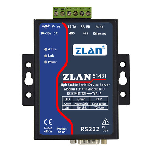 Servidor de periférico en serie - ZLAN5143I - Shanghai ZLAN Information Technology Co.,Ltd - Modbus / industrial
