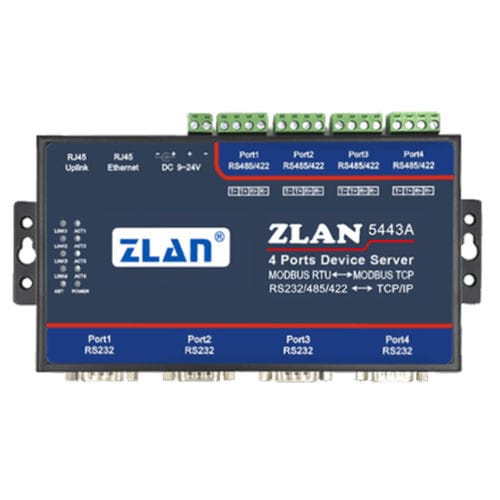 Servidor de periférico en serie - ZLAN5443A - Shanghai ZLAN Information Technology Co.,Ltd - Modbus / Ethernet / 4 puertos