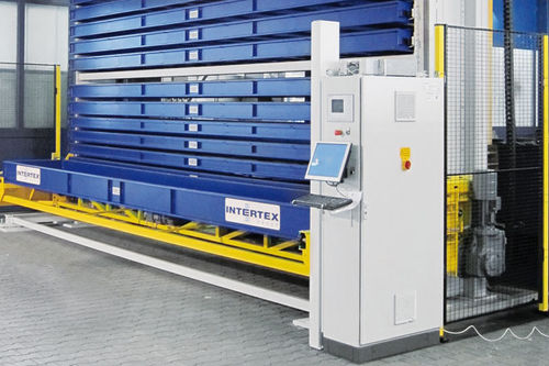 Torre de almacenamiento para chapas - TowerMat TM EE series - Intertex Maschinenbau Ingeborg Deiss GmbH & Co. - para cargas largas / flexible