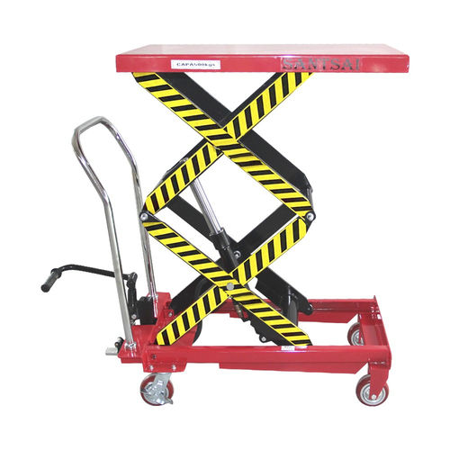Mesa elevadora de doble tijera - SPT50S - SANTSAI MACHIENRY - con pedal / móvil / para preparación de pedidos