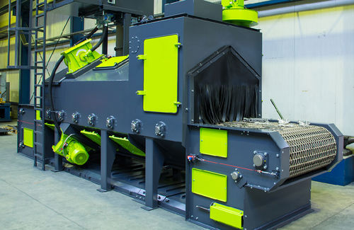 Granalladora con transportador de cinta de rejillas - XEDURA - RUMP STRAHLANLAGEN GmbH & Co. KG - para metal / continua