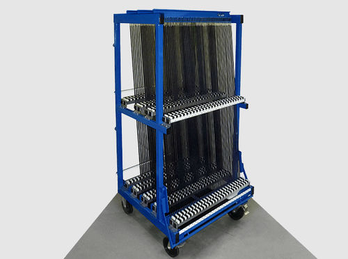 Carro de almacenamiento - HEGLA Fahrzeugbau GmbH&Co.KG - 2 niveles / para chapa metálica / con ruedas giratorias