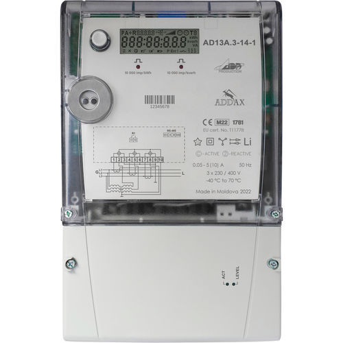 Contador de energía eléctrica trifásico - AD13A.3-14-1 - ADD Grup - en riel DIN / RS-485 / 50 Hz