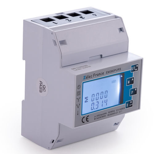 Contador de energía eléctrica trifásico - EM380PURS - ZELEC - monofásico / en riel DIN / RS-485