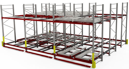 Sistema de estanterías de manipulación - Fluxus Solutions GmbH - cantilever telescópico / dinámico / LIFO