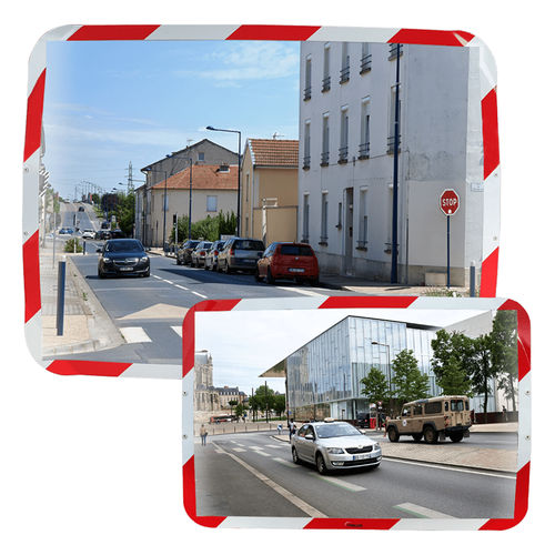 Espejo convexo - 65 series - Vialux - rectangular / de tráfico / irrompible