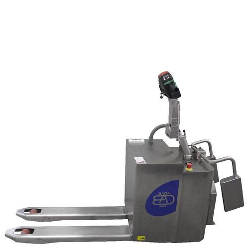 Transpaleta eléctrica - BADA 20-TP9  - BADA MATERIAL HANDLING - con plataforma para el operador / portátil / 12 V