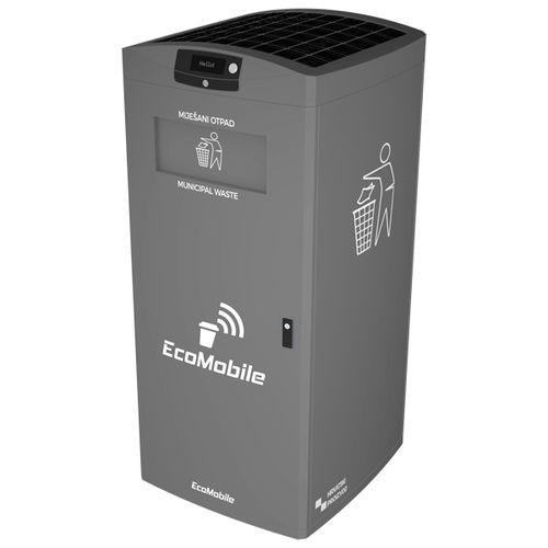 Contenedor de residuos metalizado - Ecomobile - inteligente / para residuos domésticos / para residuos urbanos