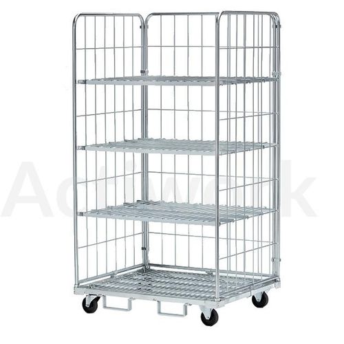 Roll-container con estantes - ACTIWORK - de malla metálica