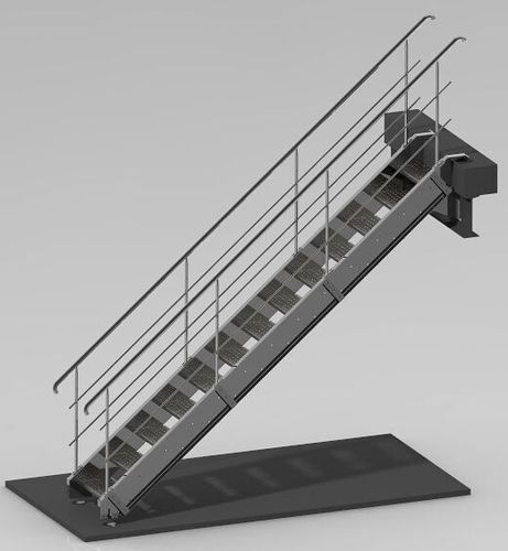 Escalera fija recta - Schweyer - de acero inoxidable / con baranda