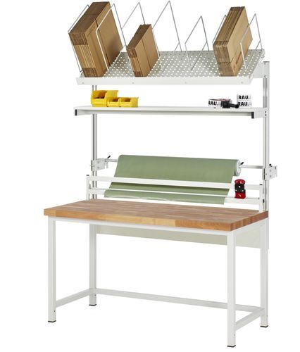 Puesto de empaque de altura regulable - 03-8000-1-157B4H-VP03.12 - RAU - de haya / modular / robusto