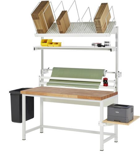 Puesto de empaque de altura regulable - 03-8000-1-157B4H-VP04.12 - RAU - de haya / modular / personalizable
