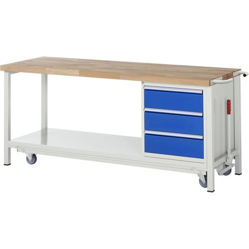 Banco de trabajo de haya - 8157 - RAU - para taller / con 3 cajones / móvil