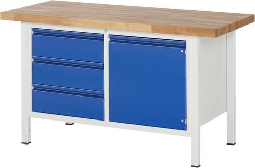 Banco de trabajo de haya - 8468 - RAU - para taller / con 3 cajones / con puerta