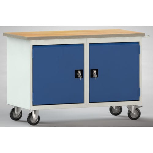 Banco de trabajo de haya - WP834N-1200M30-X7036 - KLW LUTZ - móvil / de 2 puertas / con tablas