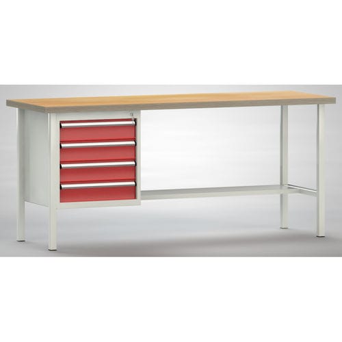 Banco de trabajo de haya - ERGO  - KLW LUTZ - para taller / con 4 cajones / metálico