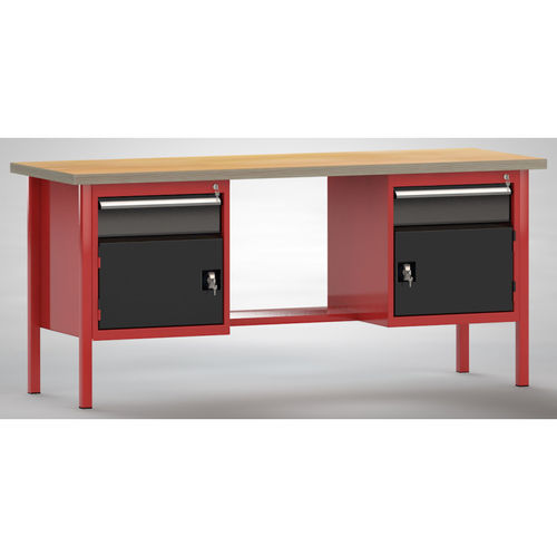 Banco de trabajo de haya - ERGO  - KLW LUTZ - para taller / con 2 cajones / de 2 puertas