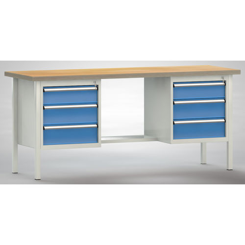 Banco de trabajo de haya - WS202E-2000M40-E2002 - KLW LUTZ - para taller / con 6 cajones / metálico