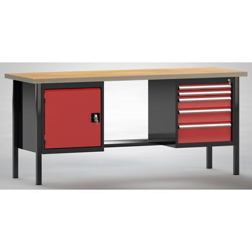 Banco de trabajo de haya - ERGO  - KLW LUTZ - para taller / con 5 cajones / de 2 puertas